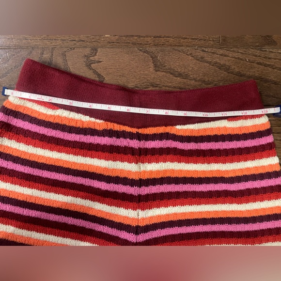 Sezane Eliam Shorts. Striped Knit. Size Small. Burgundy white orange red pink - Picture 9 of 9